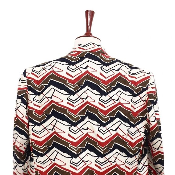 Mens Blazer Abstract Ivory Red Black Wool Formal Jacket Wedding Sport Coat 48R - Picture 6 of 7